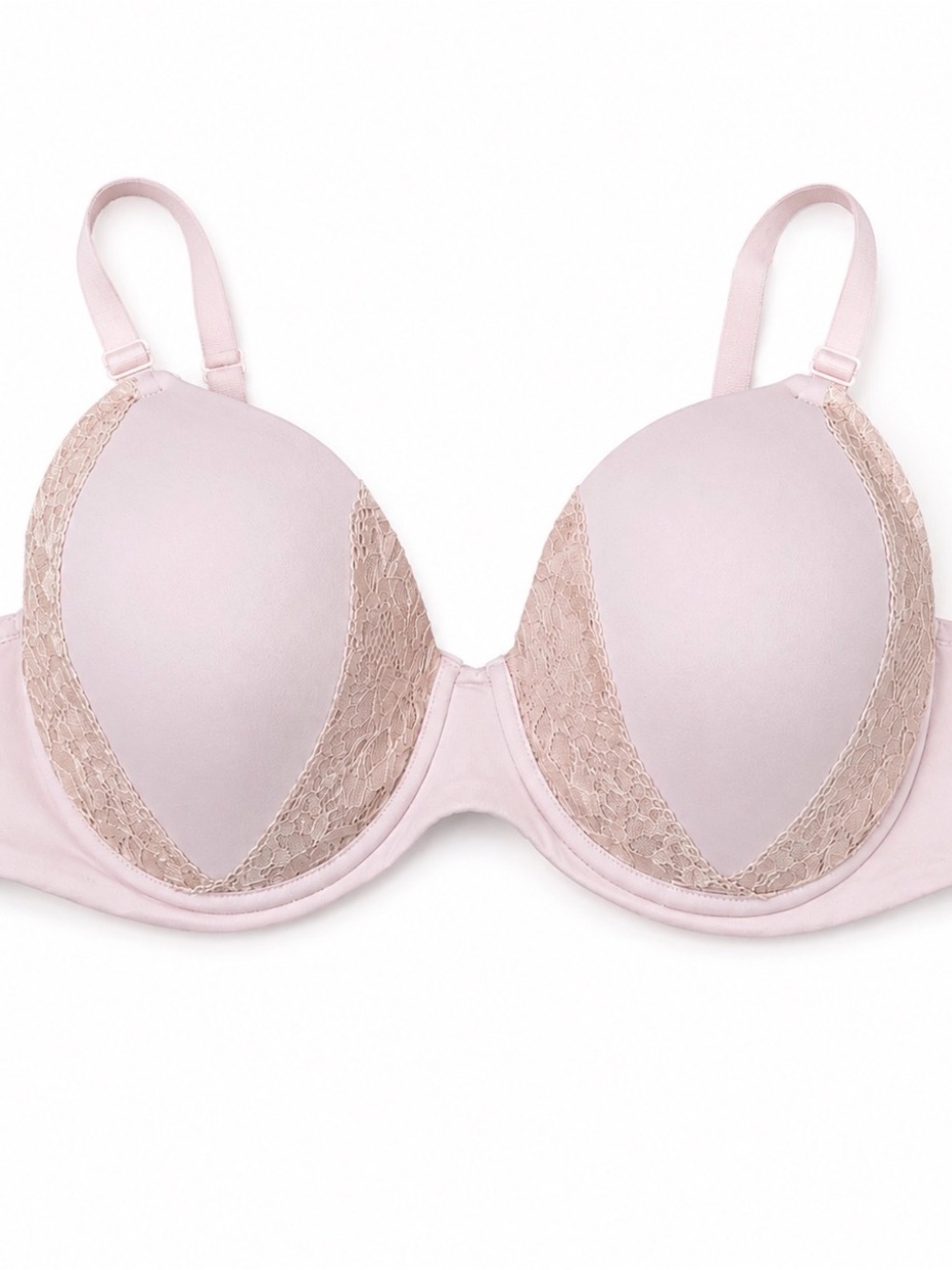 Soma Pale Pink Lace-Accent T-Shirt Bra 40C underwire padded push-up
